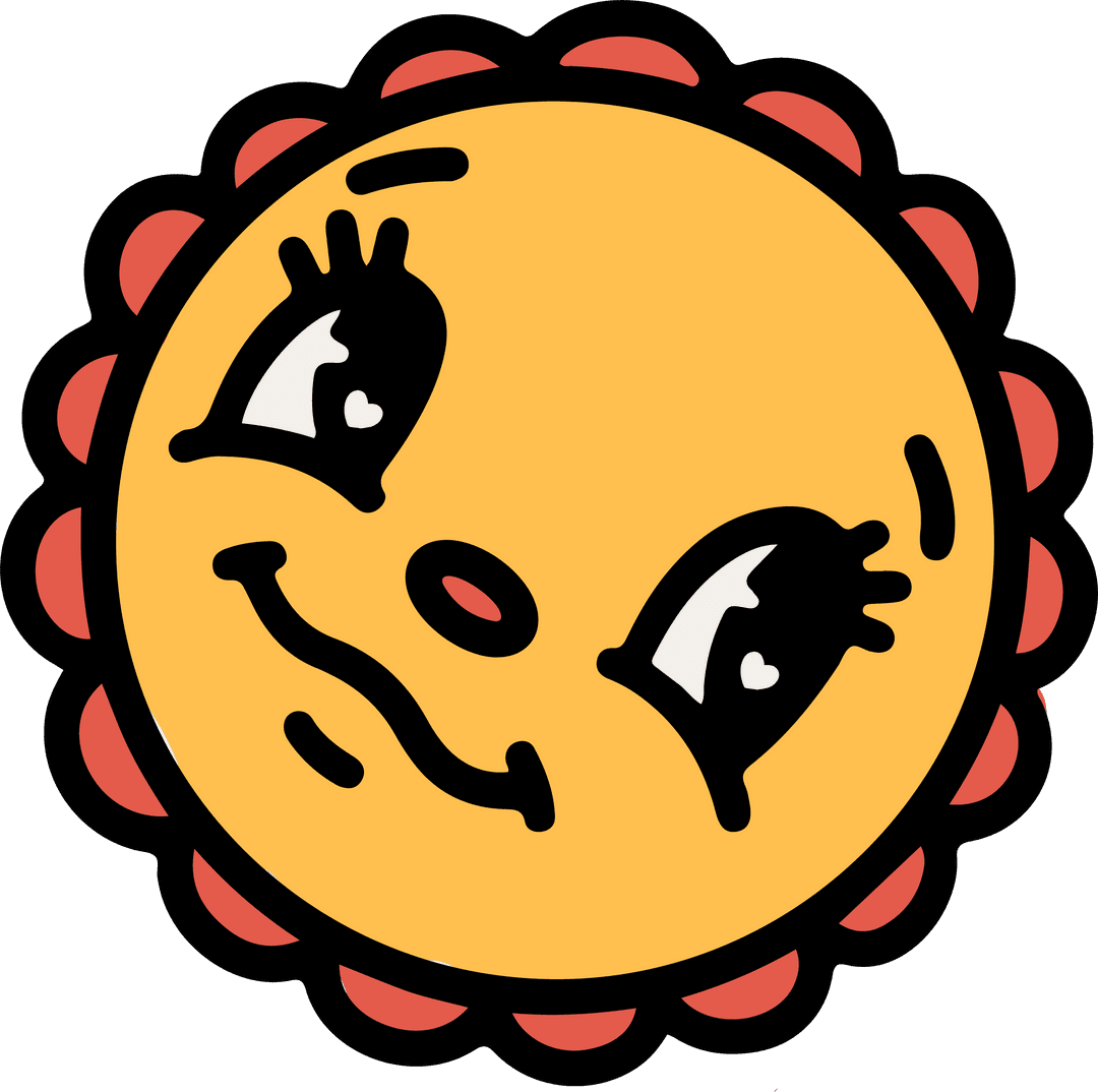 Cheerful Sun Face with Heart Eyes Smiling on Transparent Background