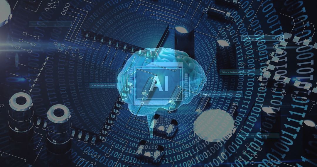 Artificial Intelligence Brain with Digital Data Concept