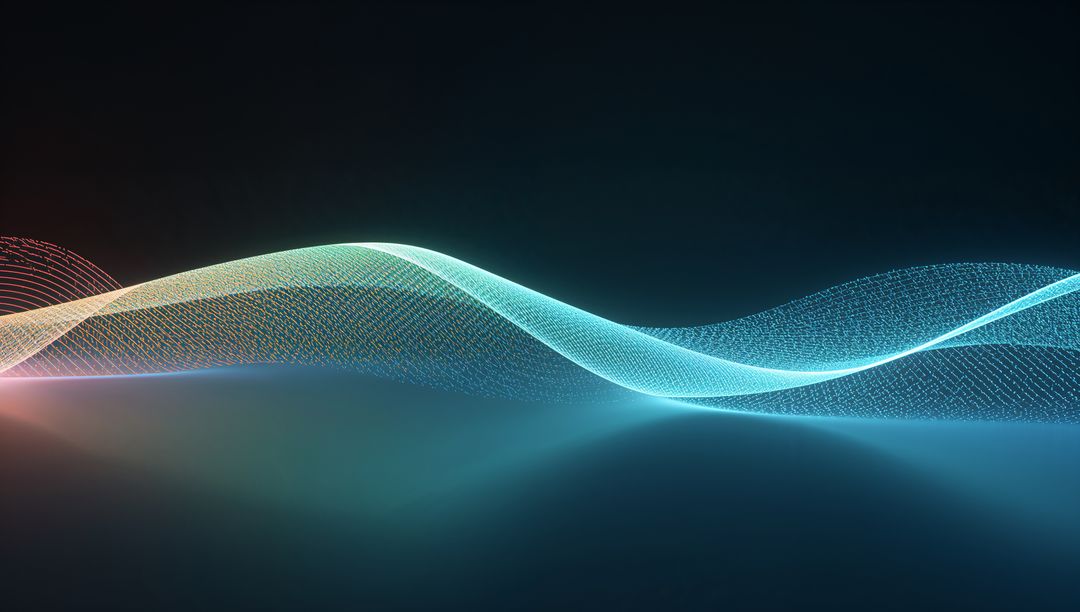 Abstract Luminous Particle Wave in Futuristic Gradient Fog