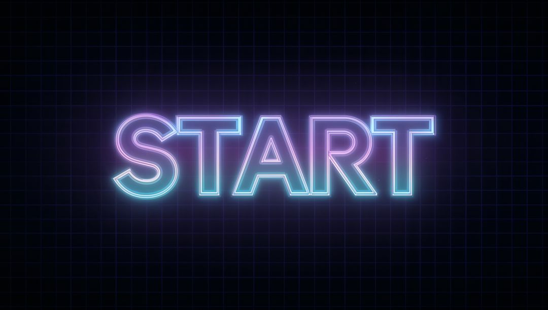 Glowing Neon Start Sign with Futuristic Cyberpunk Design