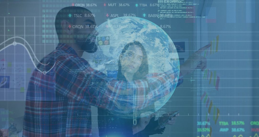 Business Team Analyzing Data with Modern Technology Overlays