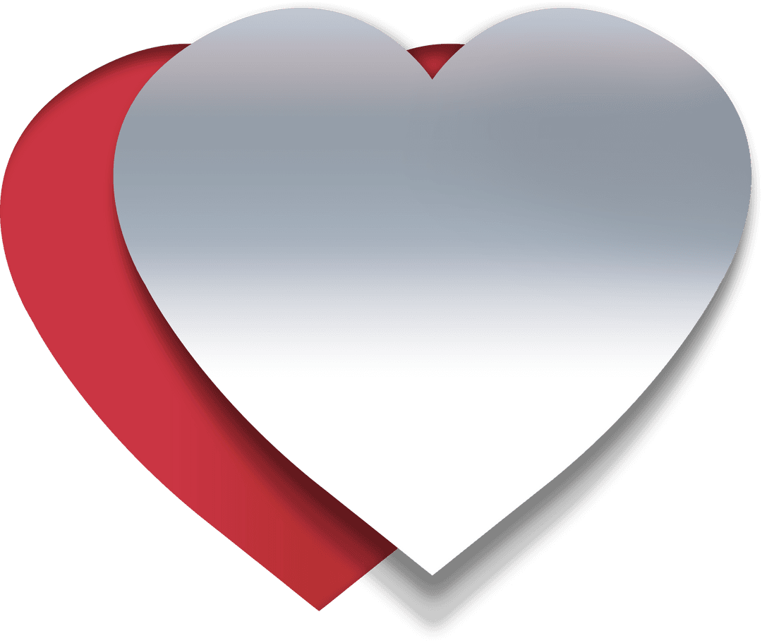 Two Overlapping Hearts with Transparent Background for Love Concept