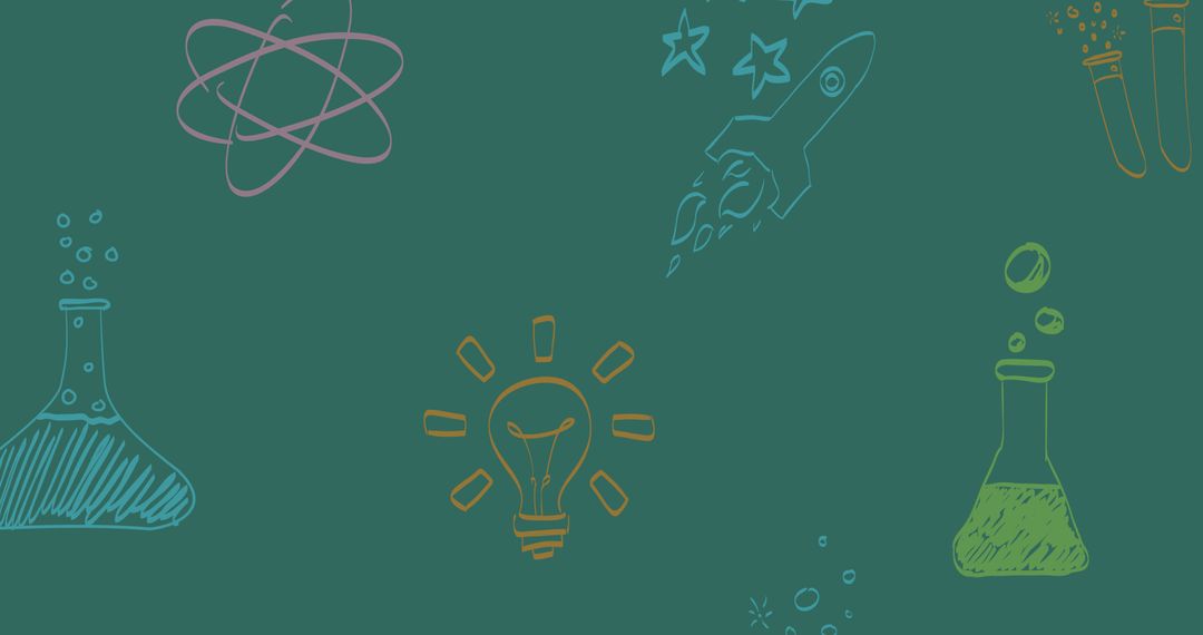 Colorful Science and Math Doodles on Chalkboard