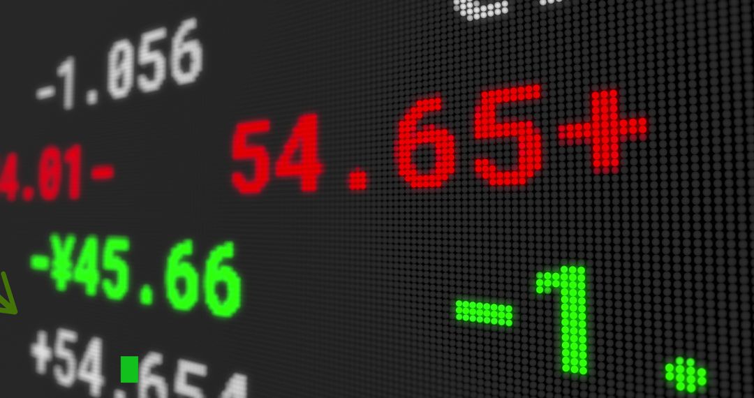Fluctuating Stock Market Data Display with Positive and Negative Values