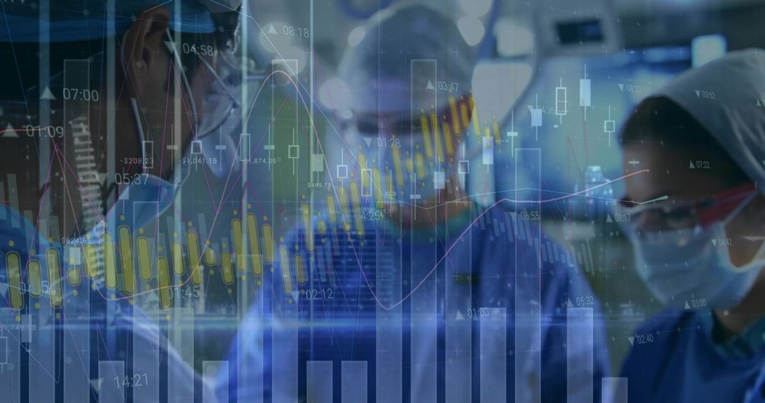 Innovative Surgical Team Analyzing Digital Data in Operating Room