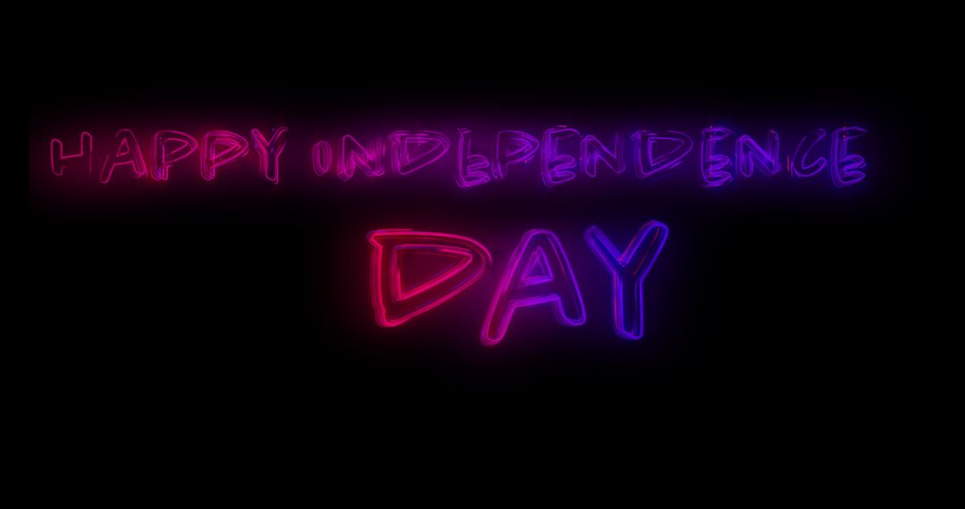 Glowing Independence Day Greetings in Neon