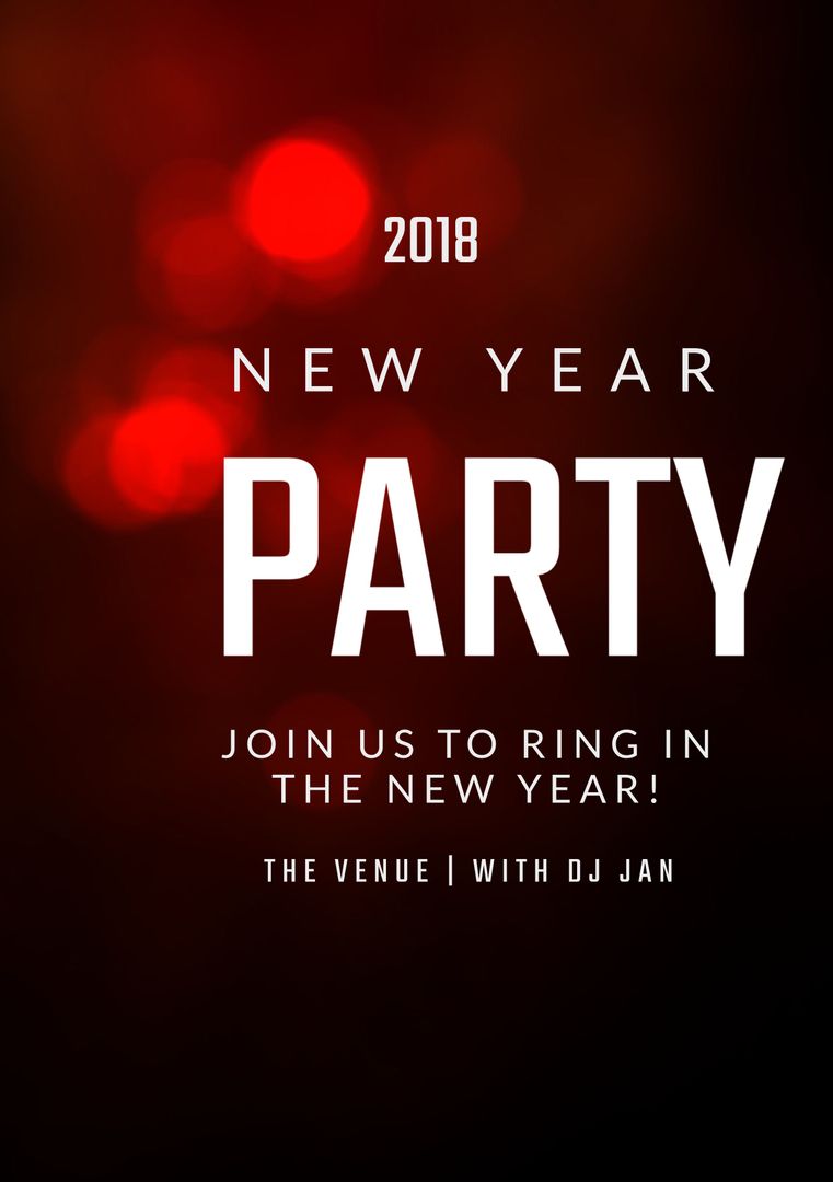 Festive New Year Party Invite with Bokeh Lights