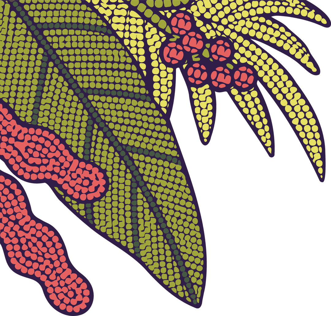Halftone Dot Botanical Art on Transparent Background