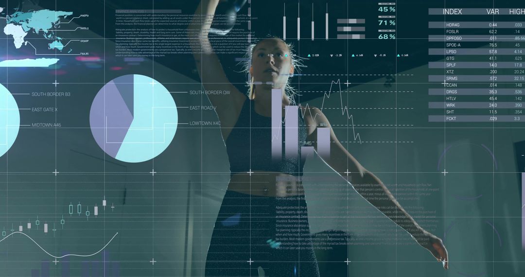 Female Athlete with Kettlebell Analyzing Performance through Data