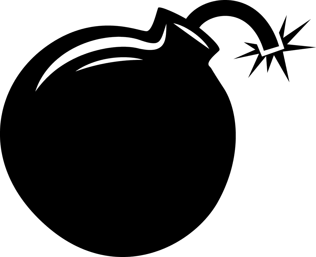 Silhouette Cartoon Bomb Graphic with Sparkling Fuse Transparent