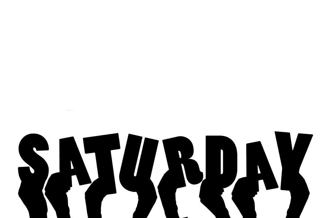 Saturday Text with Hand Illustrations on Transparent Background