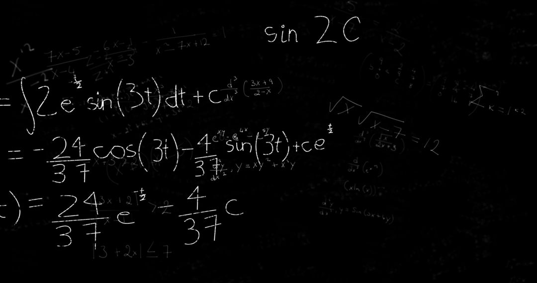 Mathematical Formulas on Black Background