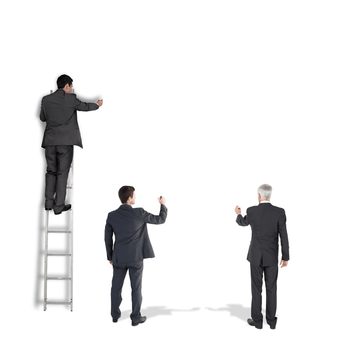 Businessmen Illustrating Concepts on Transparent Graphics