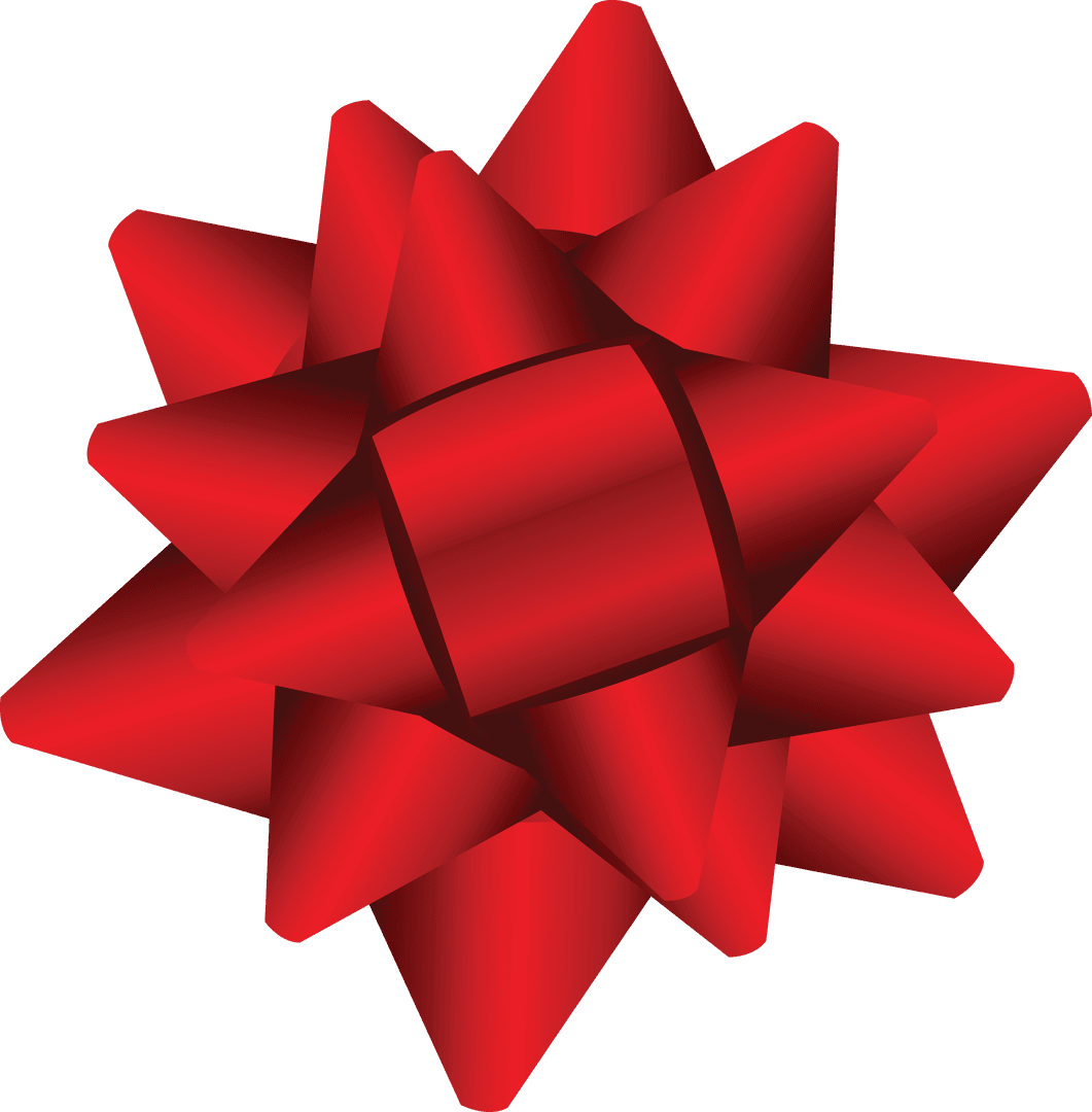 Red Ribbon Bow on Transparent Background for Celebration Decor