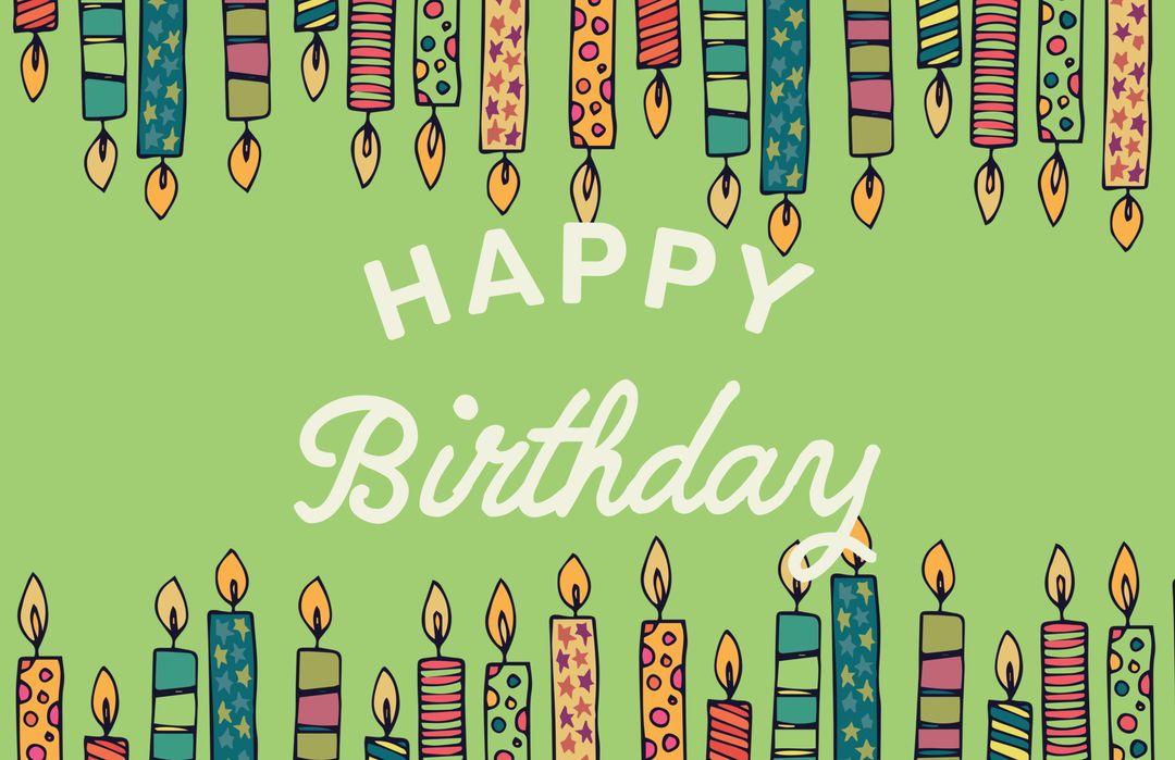 Vibrant Birthday Candles on Green Background with Festive Text - Download Free Stock Templates Pikwizard.com