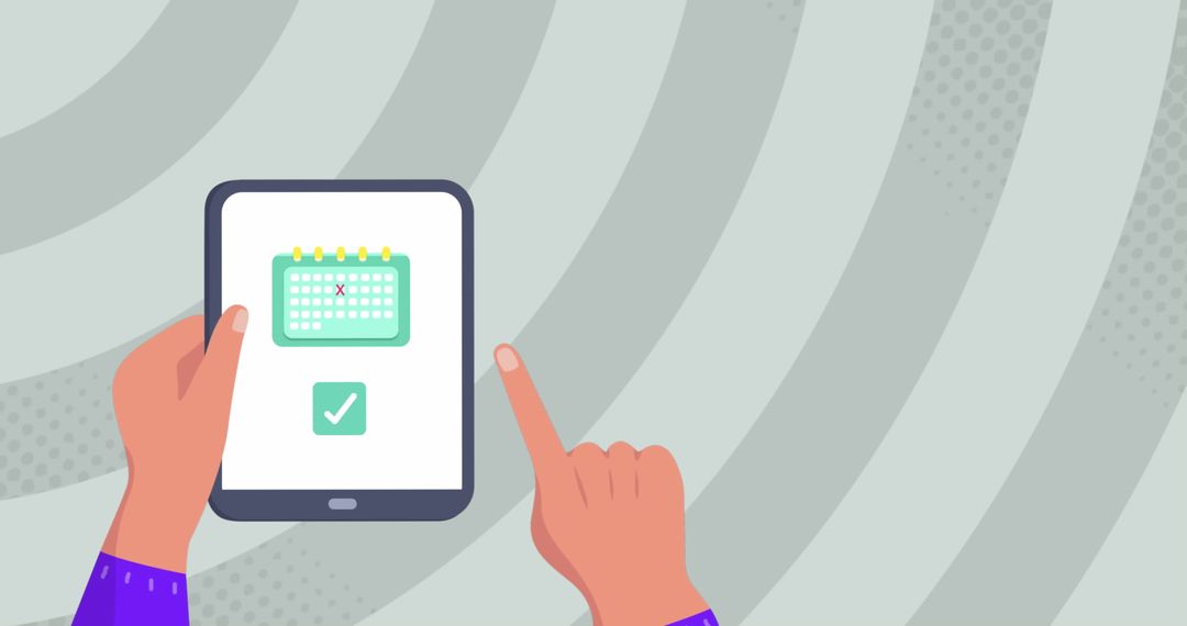 Digital Calendar Access on Tablet with Abstract Background