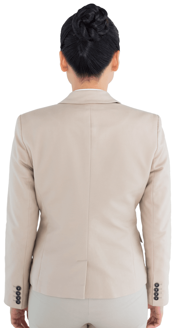Businesswoman in Beige Suit from Back on Transparent Background