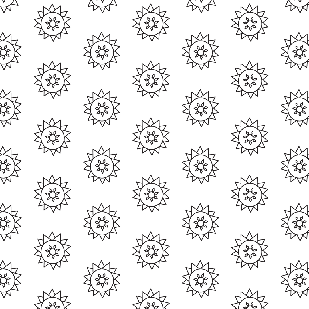 Vintage Floral Black Pattern on Transparent Background