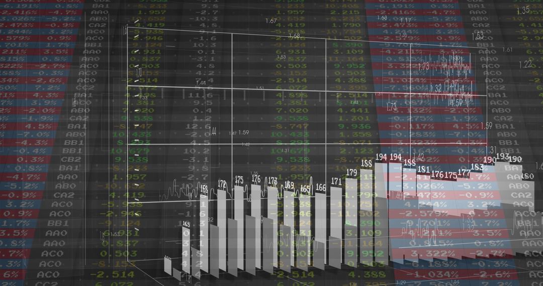 3D Bar Chart and Data Display in Futuristic Business Dashboard