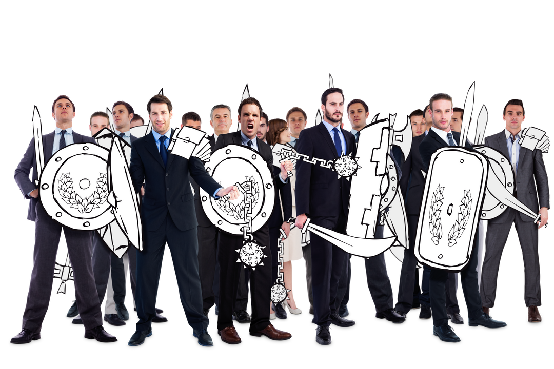 Caucasian Business People Holding Ancient Weapons on Transparent Background - Download Free Stock Images Pikwizard.com