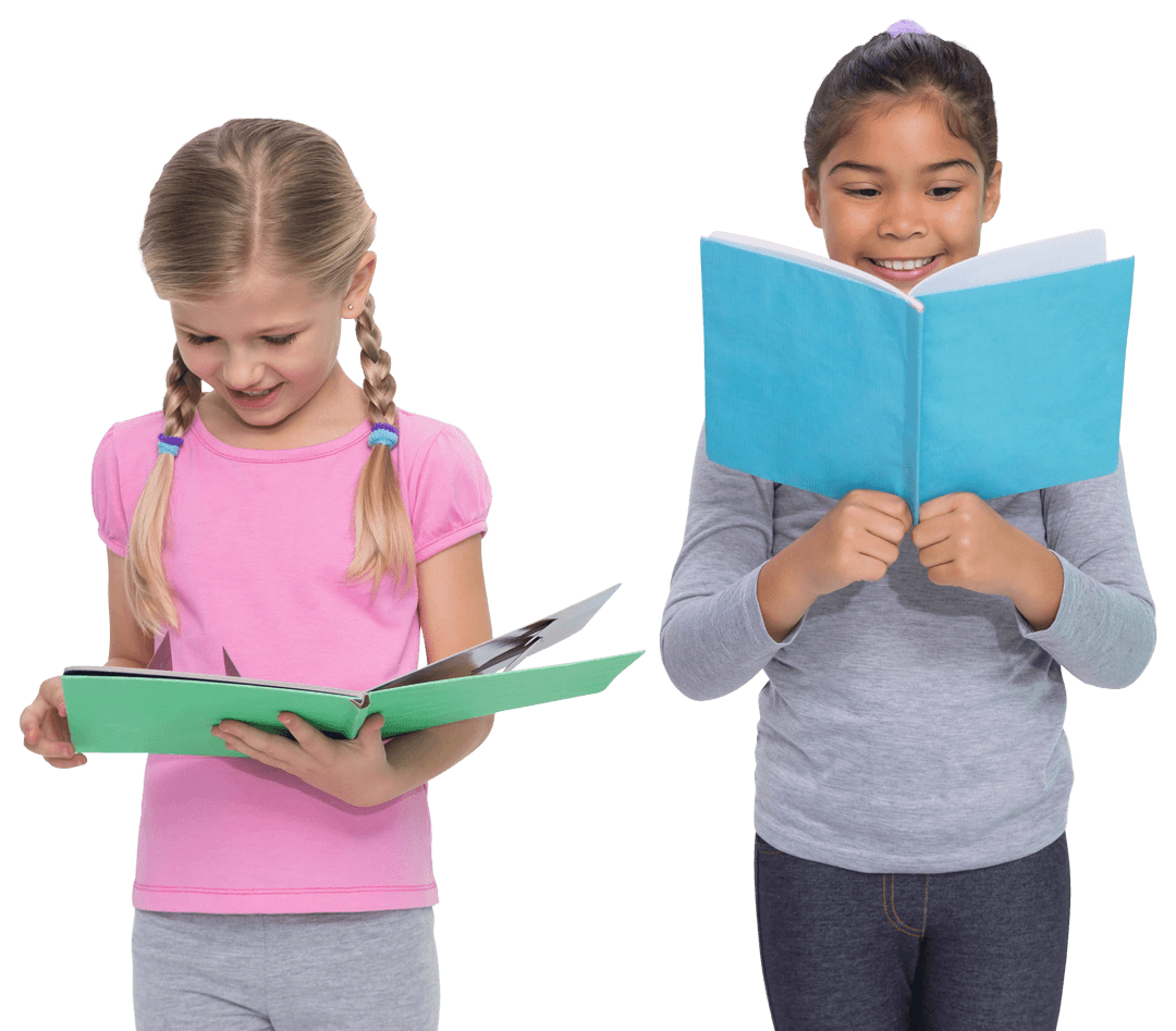 Reading Time for Girls on Transparent Background