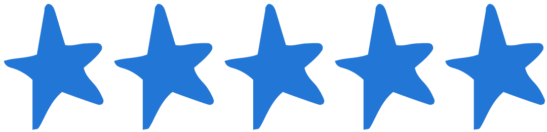 Row of Five Transparent Blue Stars Illustrated Digitally