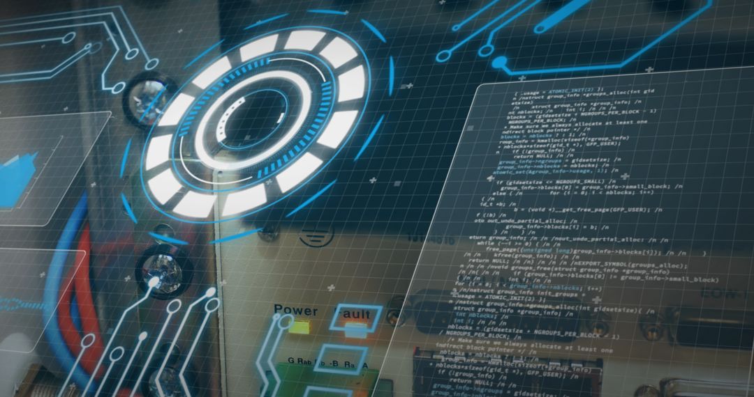 Futuristic Tech Interface with Digital Code Overlay Concept