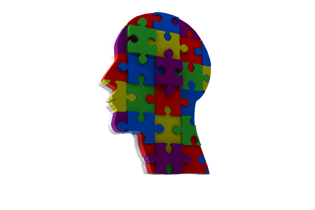 Puzzle Head Silhouette with Multi-Colored Pieces on Transparent Background - Download Free Stock Images Pikwizard.com