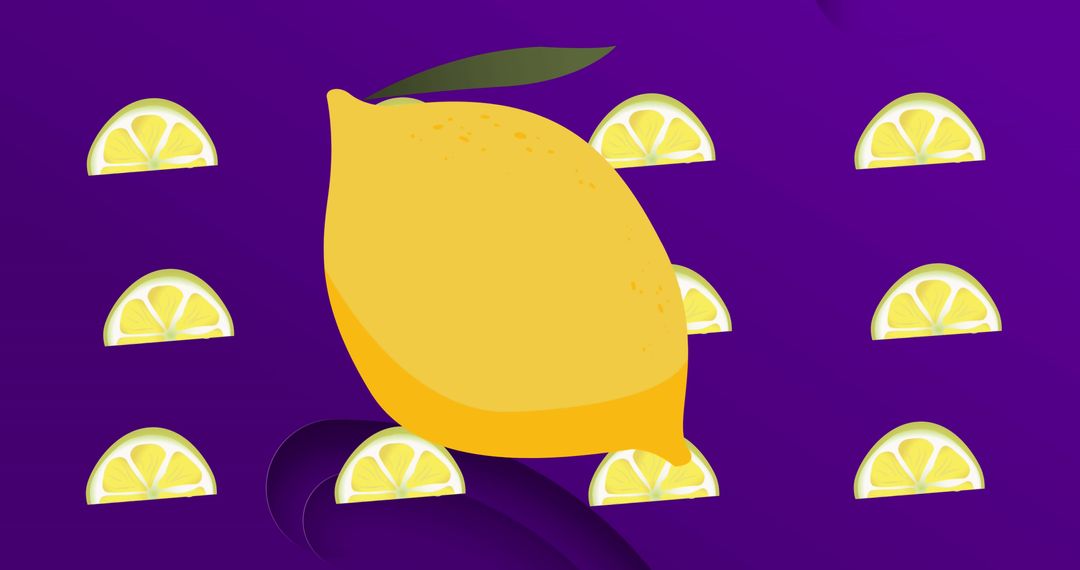 Vibrant Lemon Pattern on Purple Background