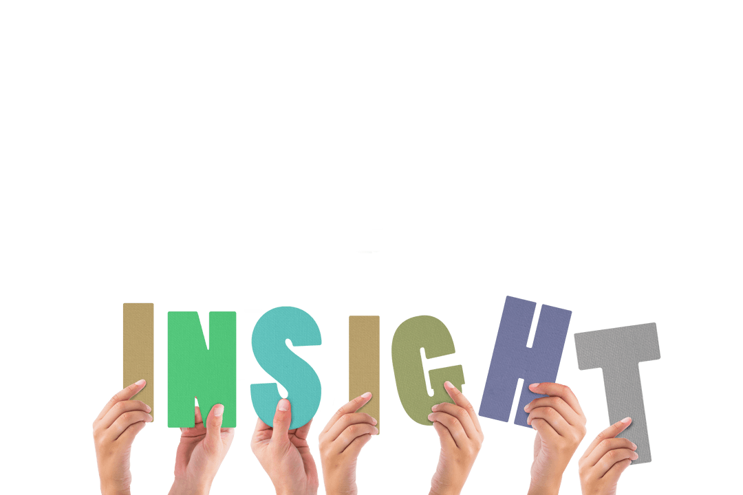 Colorful Hands Holding Insight Word On Transparent Background