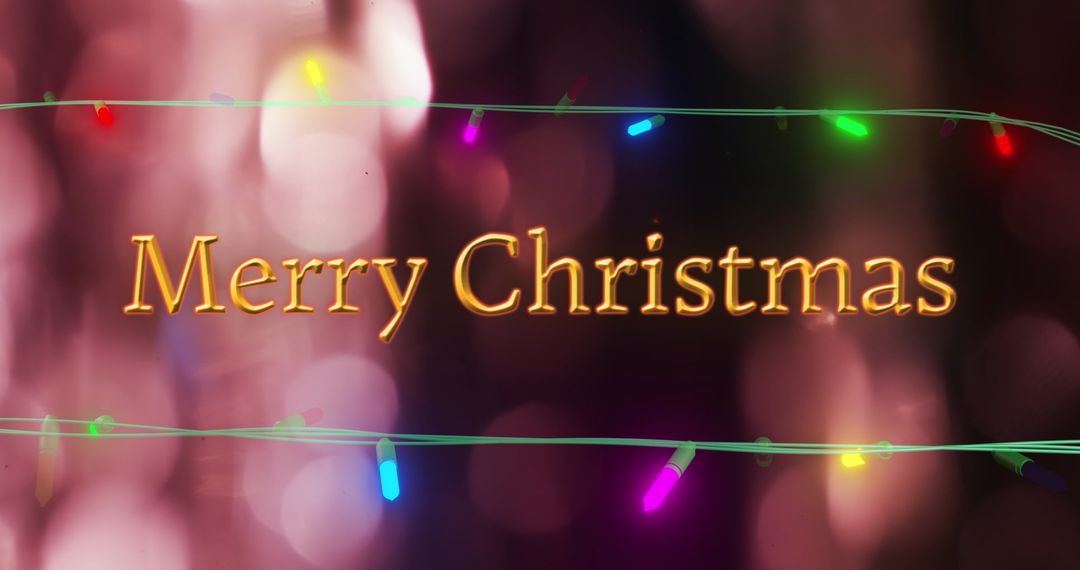Merry Christmas Text with Colorful Fairy Lights