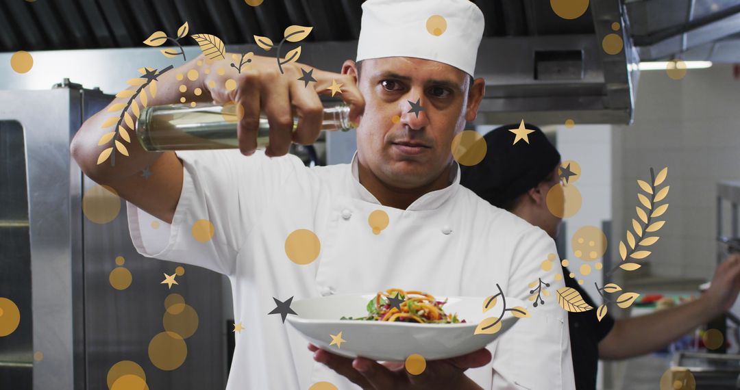 Chef Creating Culinary Masterpiece in Professional Kitchen