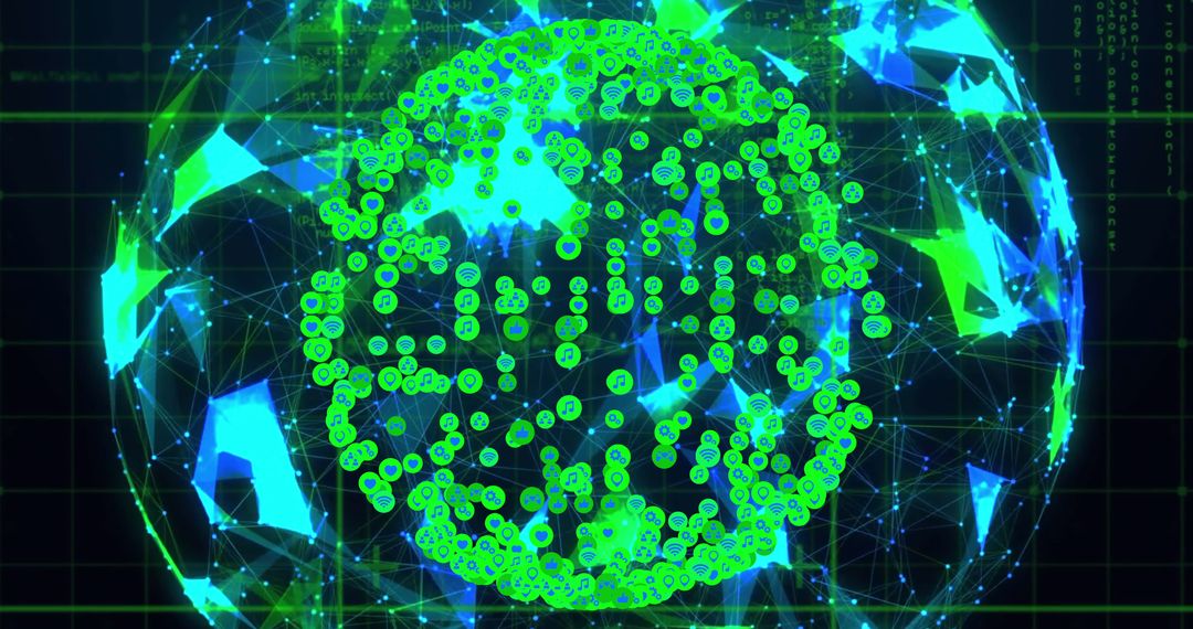 Digital Network Connections Over Spinning Globe