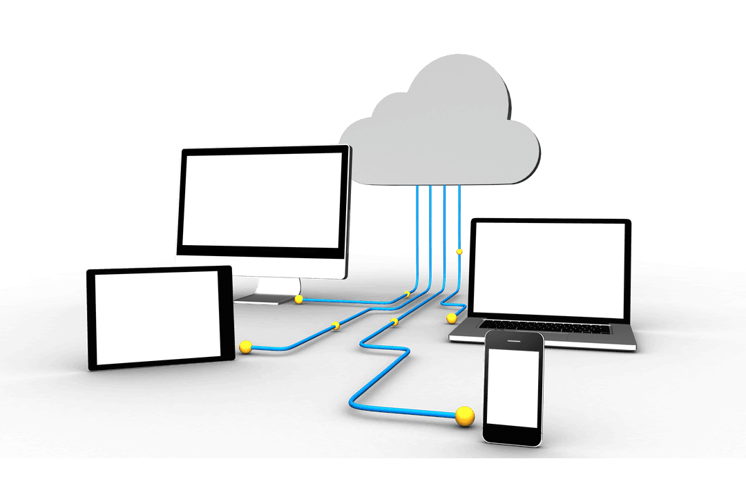 Transparent Devices Connected to Cloud Network Illustration