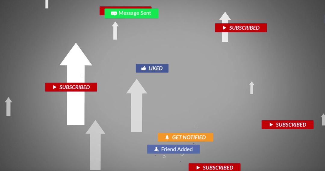 Digital Notifications and Social Media Interface with Icons