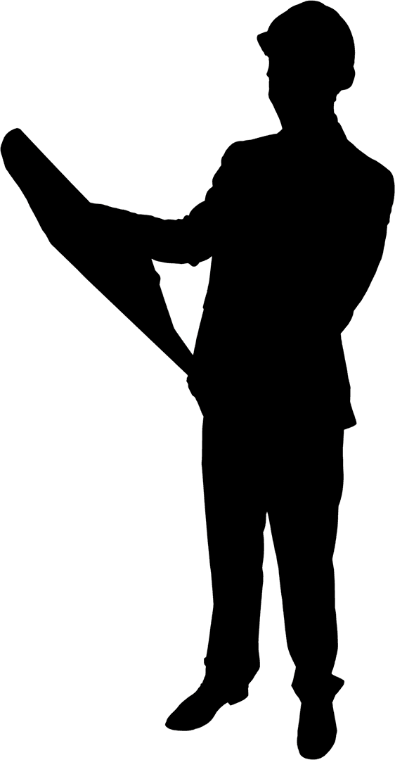 Silhouette of Male Architect Holding Blueprint on Transparent Background