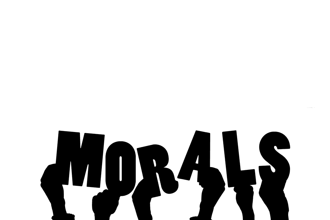 Hands Holding 'Morals' Text Concept on Transparent Background