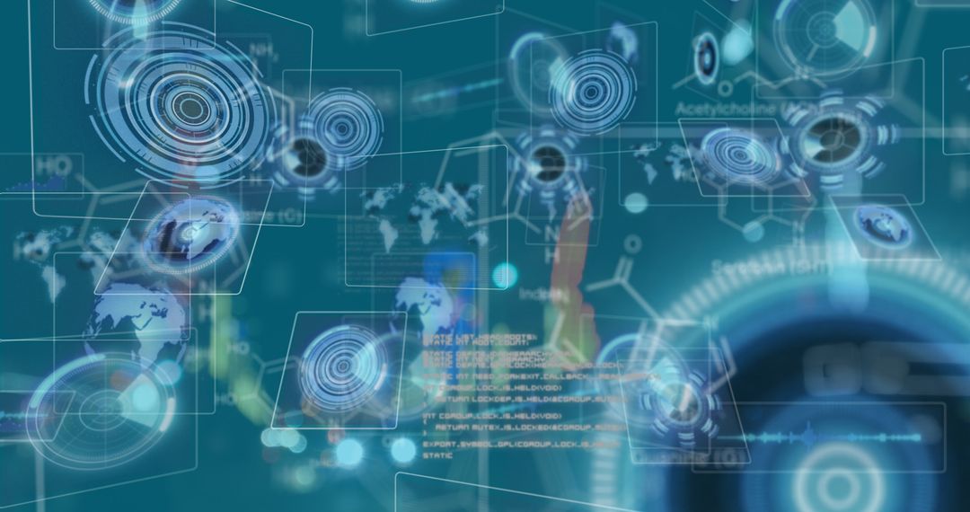 Global Digital Interface with Data and Futuristic Elements