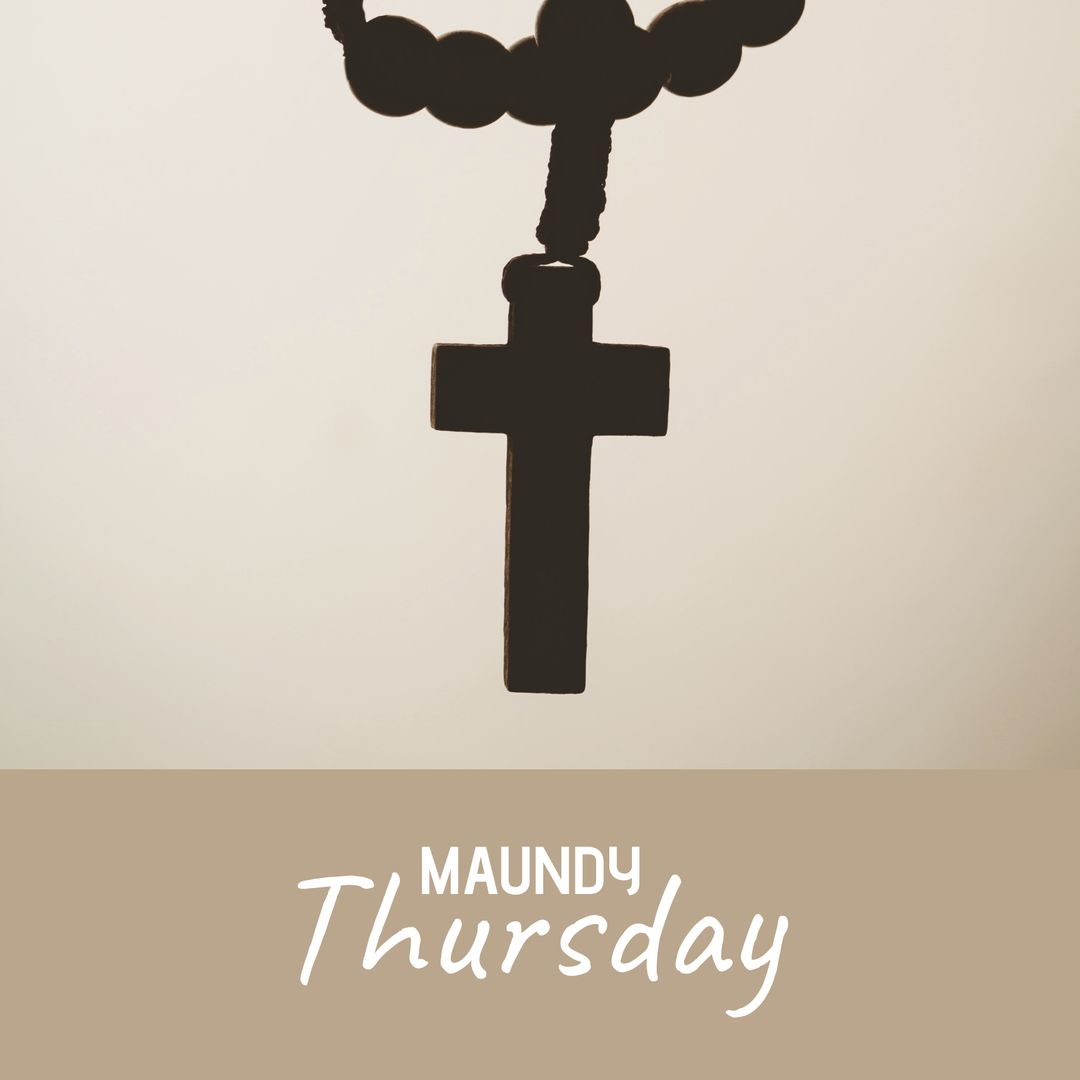 Rosary and Maundy Thursday Text on Beige Background