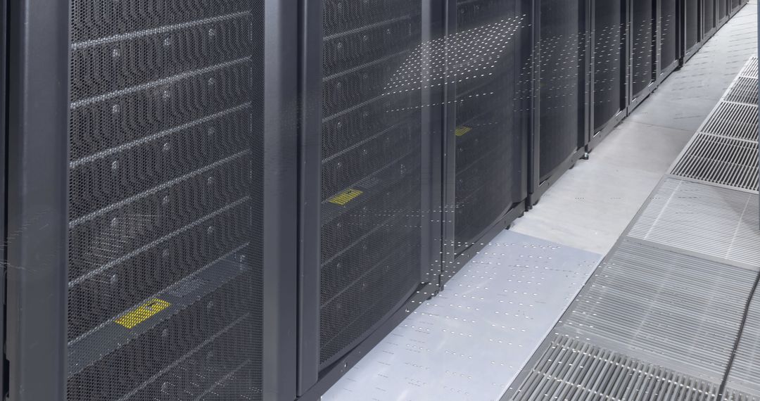 Modern Server Room with Digital Data Processing Concept