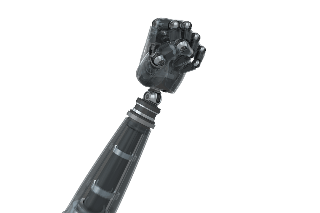 Transparent Robotic Hand Clenched Fist Futuristic Design