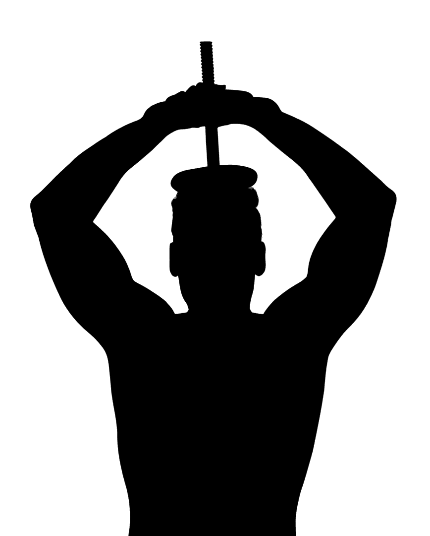 Transparent Silhouette of Man Lifting Dumbbell High