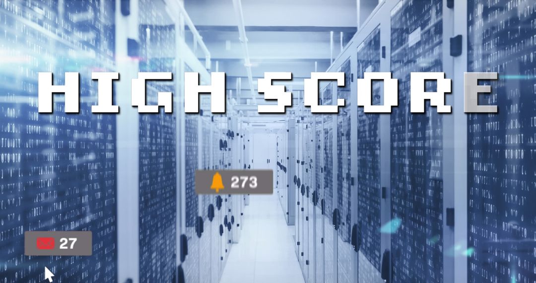 High Score Concept Over Digital Server Room