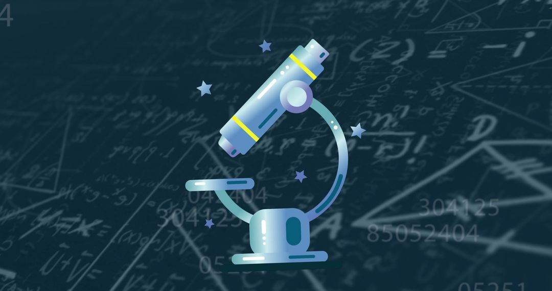 Microscope Illustration Over Math Formula Background