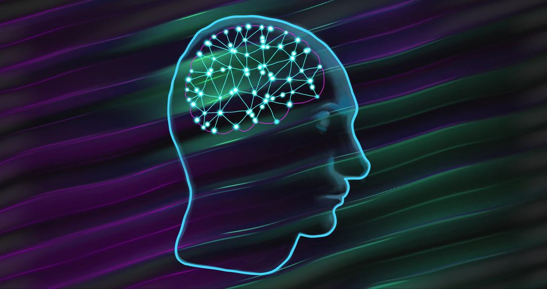 Abstract Human Brain with AI Neural Connections Digital Art