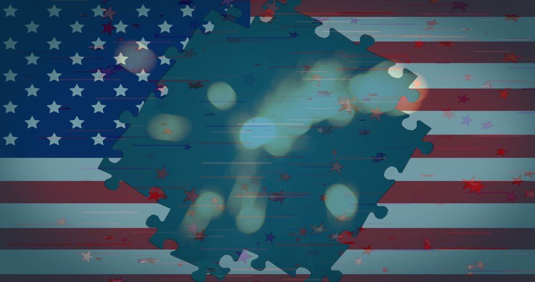 American Flag Puzzle Background with Sparkler Elements