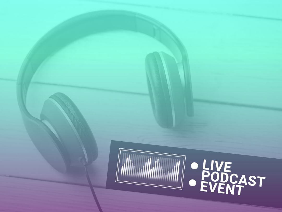 Stylish Headphones on Pastel Background for Podcast Event Promo
