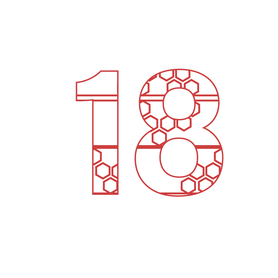 Red Eighteen Birthday Candle Outline with Transparent Background