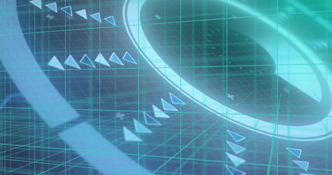 Futuristic Digital Interface Grid with Floating Elements