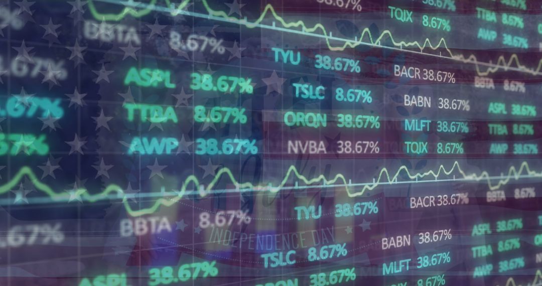Digital Financial Data Interface with Charts and Graphs Overlay